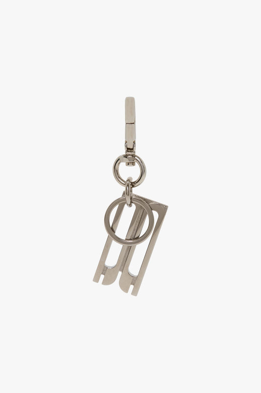 B Charm Keyring In Silver