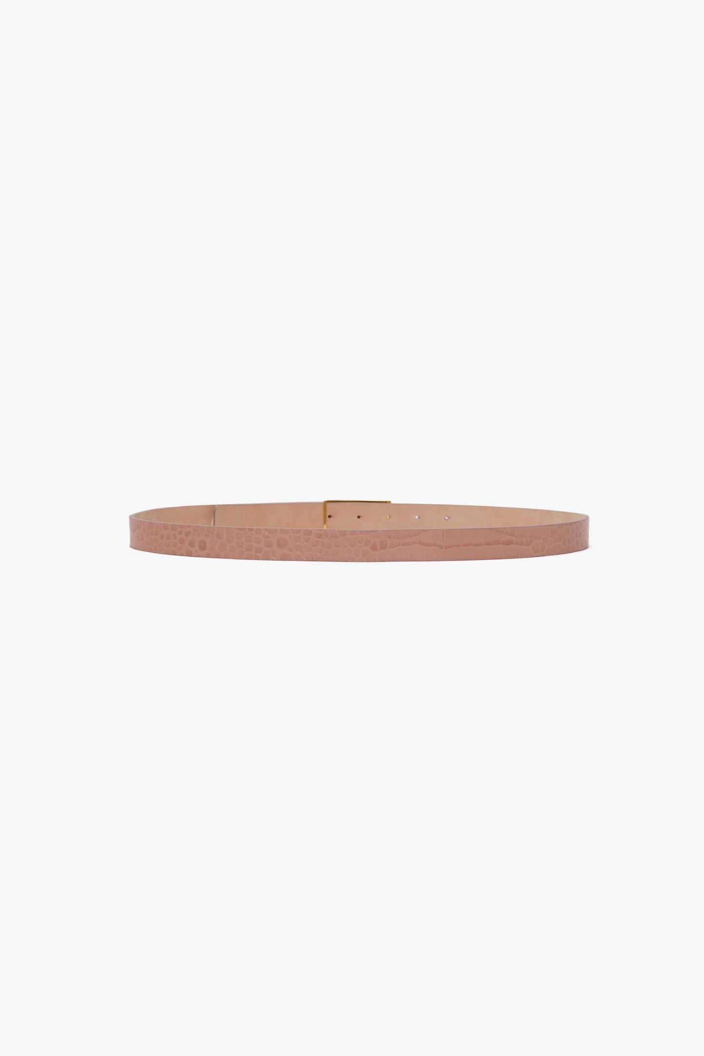 Frame Belt In Blush Pink Croc Embossed Leather