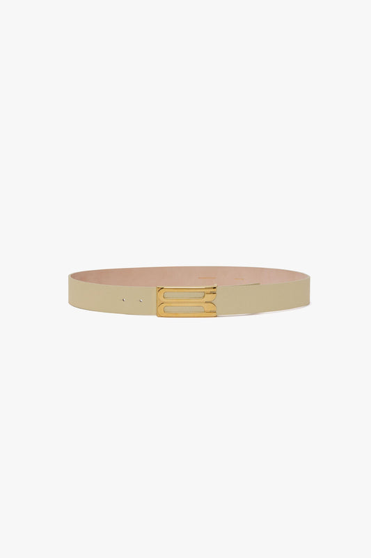 Jumbo Frame Belt In Ivory Grained Leather