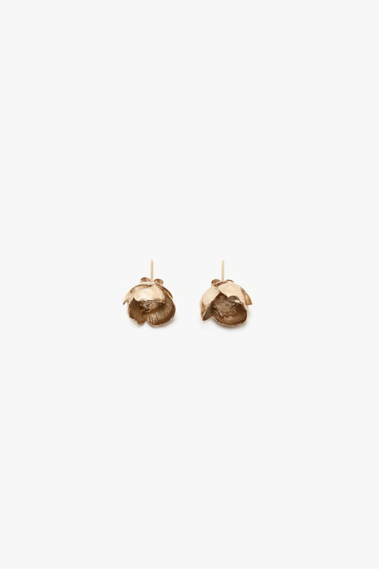 Exclusive Camellia Flower Stud Earrings In Gold