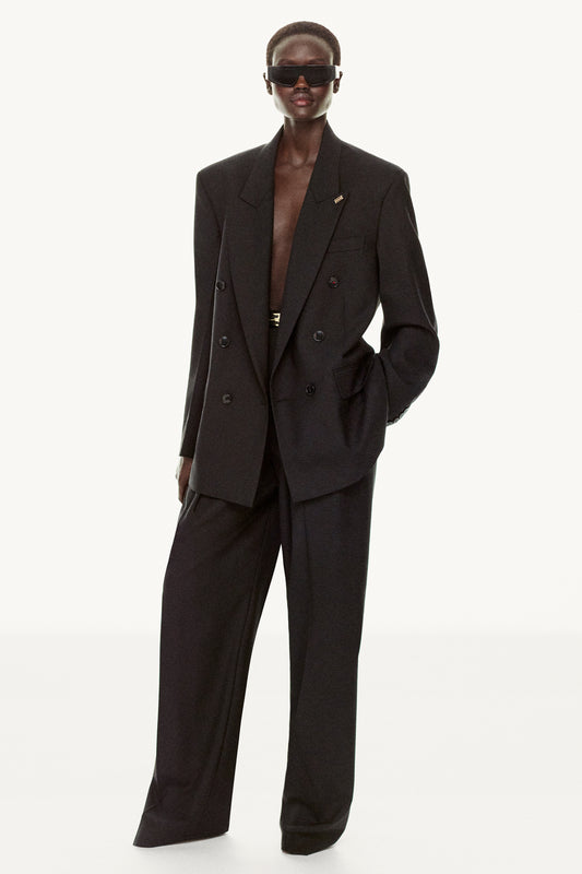 Relaxed Double Breasted Jacket In Black