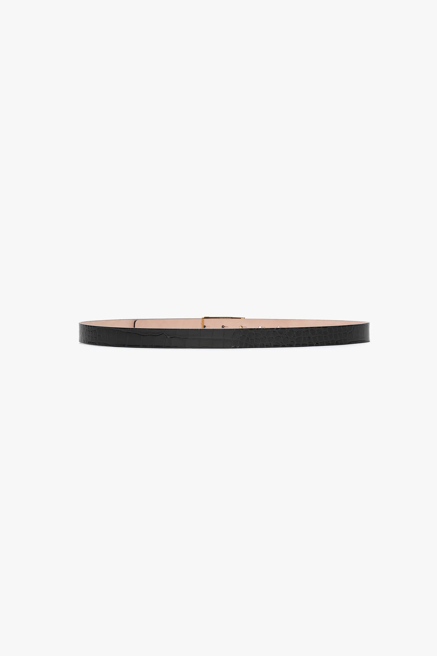 Frame Belt In Black Croc Embossed Calf Leather