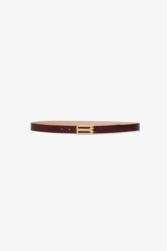 Dorian Belt In Burgundy Croc Embossed Calf Leather