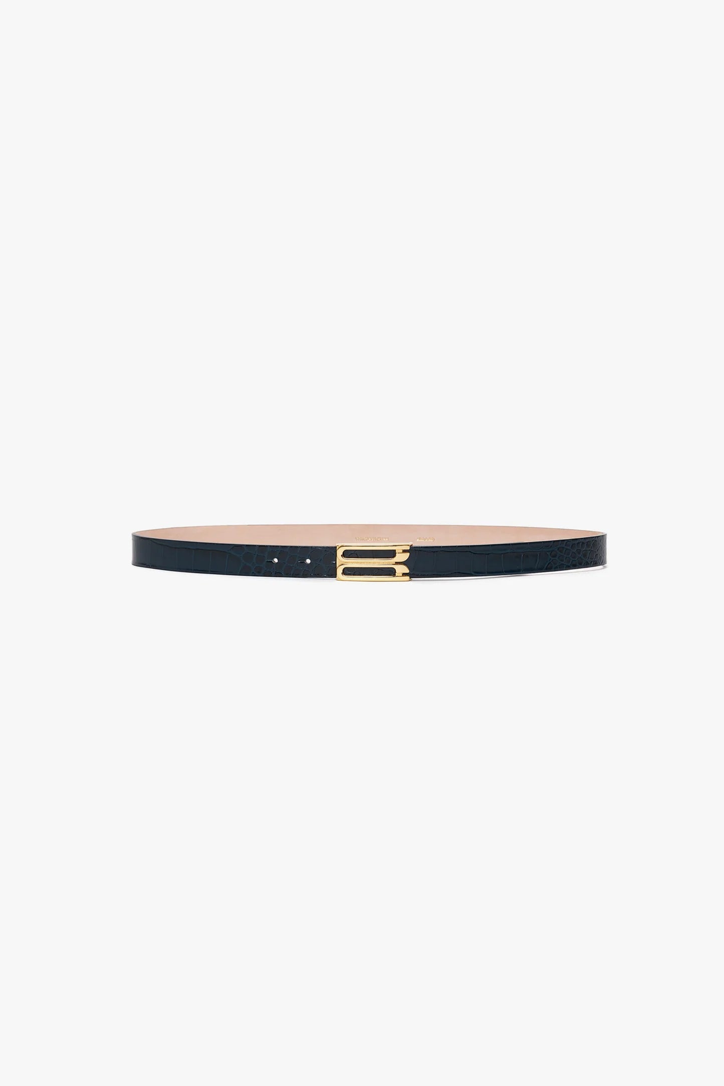 Frame Belt In Midnight Blue Croc Embossed Calf Leather