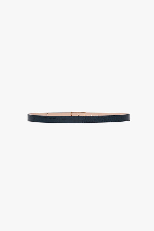 Frame Belt In Midnight Blue Croc Embossed Calf Leather