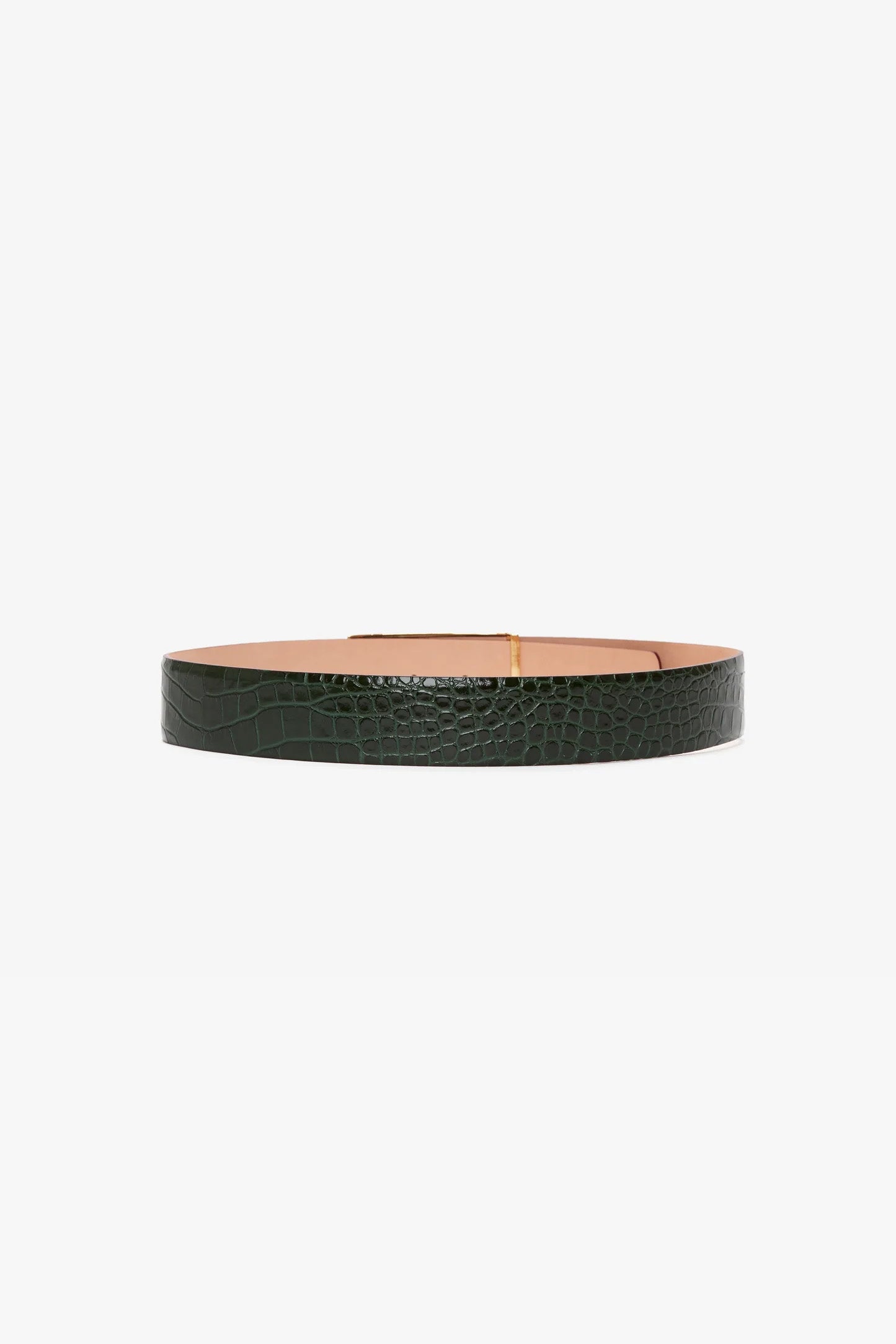 Jumbo Frame Belt In Dark Forest Croc Embossed Leather