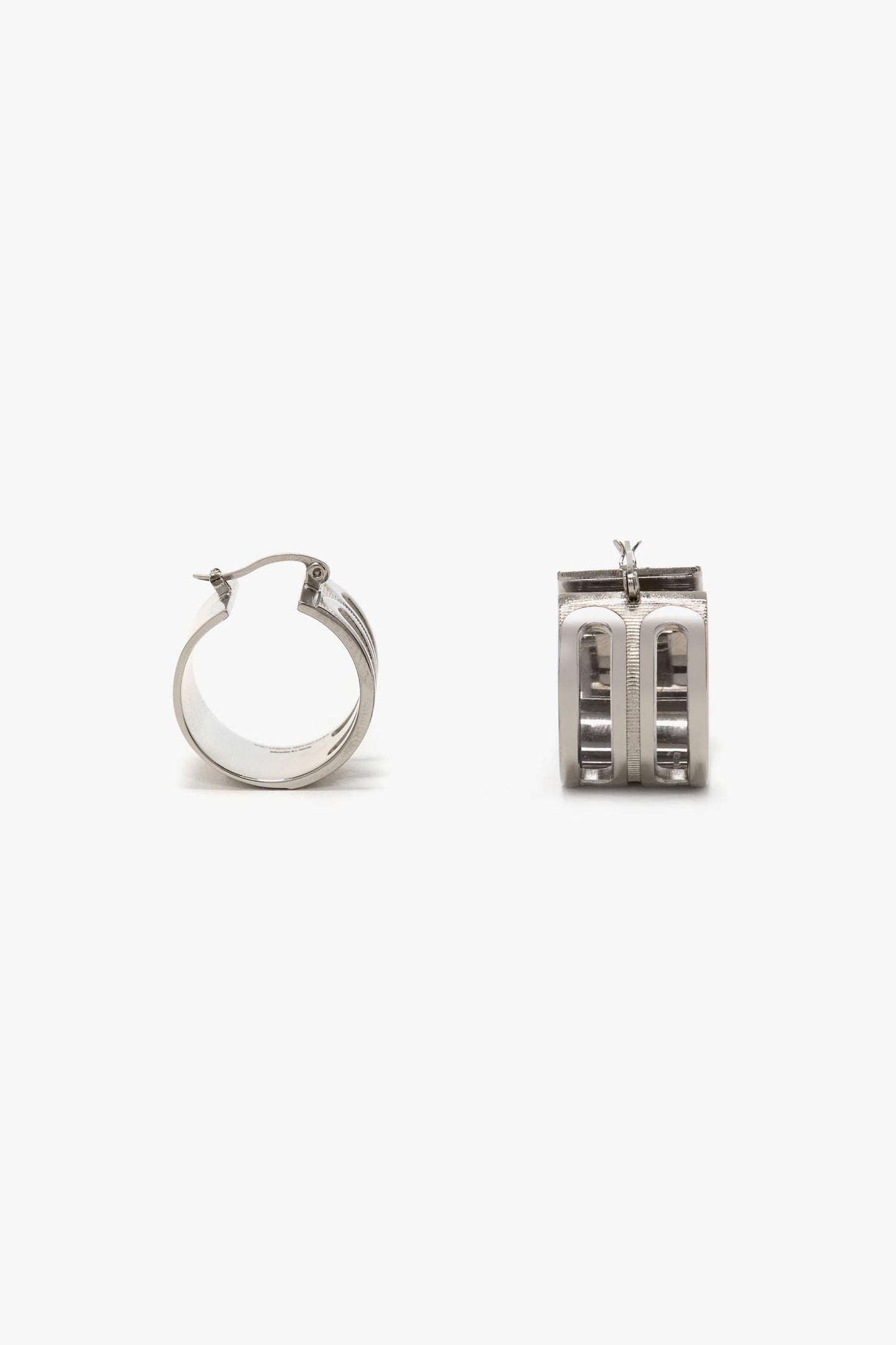 B Frame Hoop Earrings In Silver