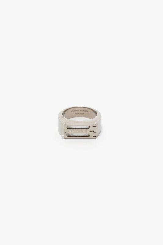 B Frame Signet Ring In Silver