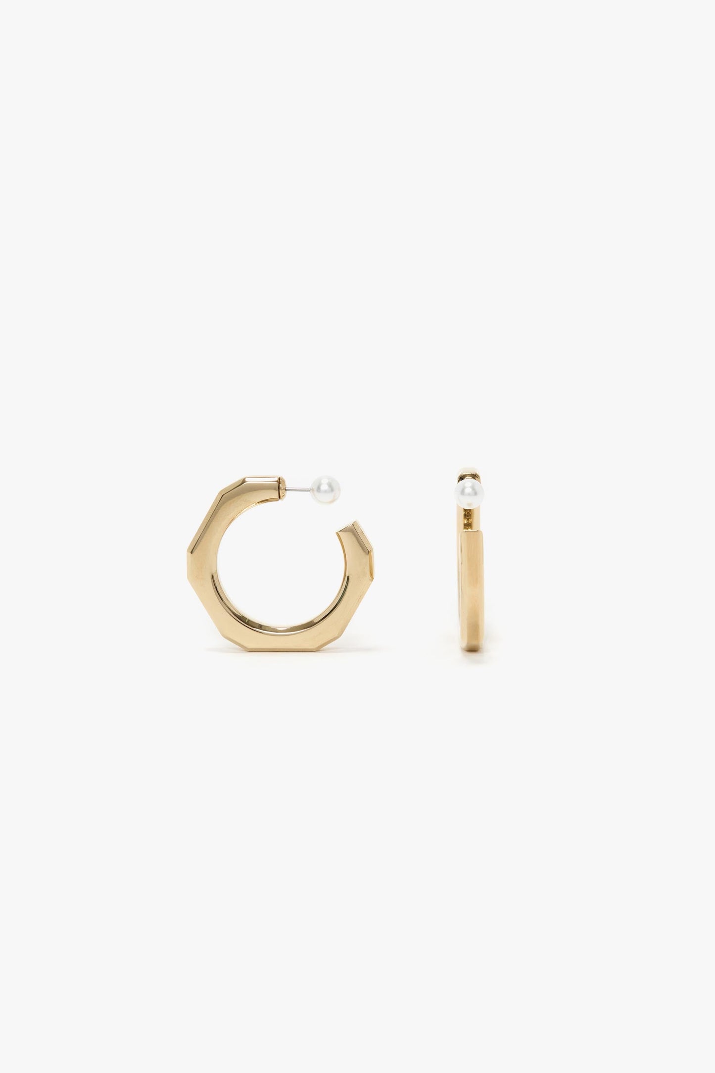 Hexagonal Hoop Earrings In Light Gold