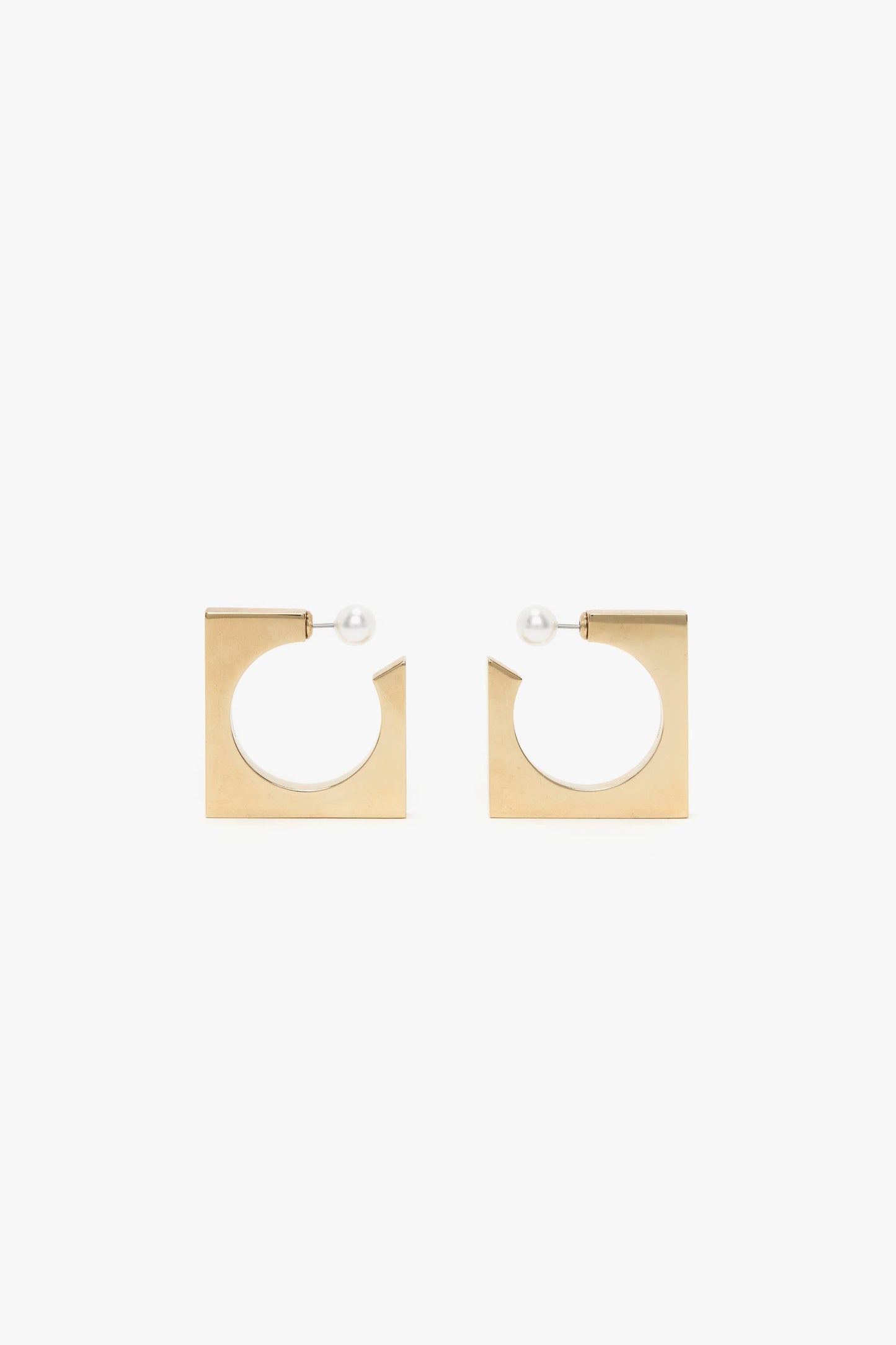 Square Faceted Hoop Earrings In Light Gold