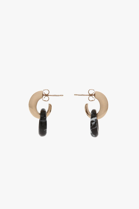 Exclusive Resin Pendant Earrings In Light Gold-Black