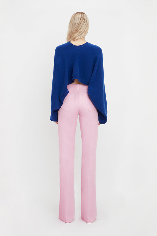 Crew Neck Cropped Jumper In Cobalt