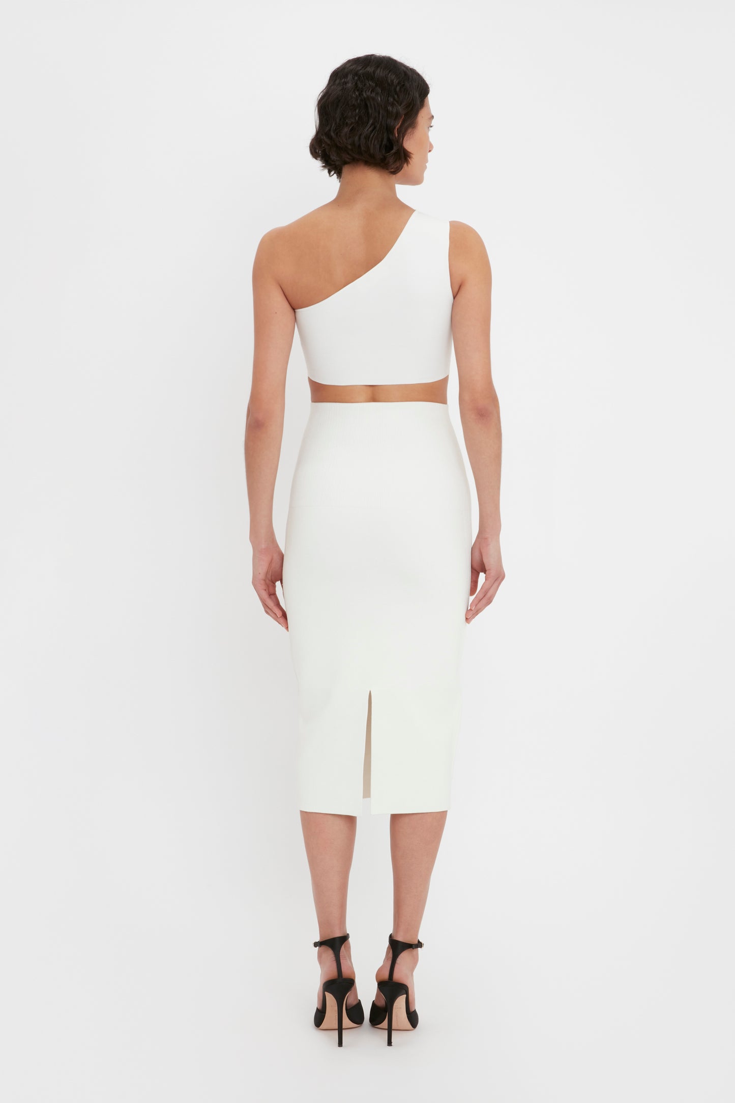 VB Body One Shoulder Crop Top In White
