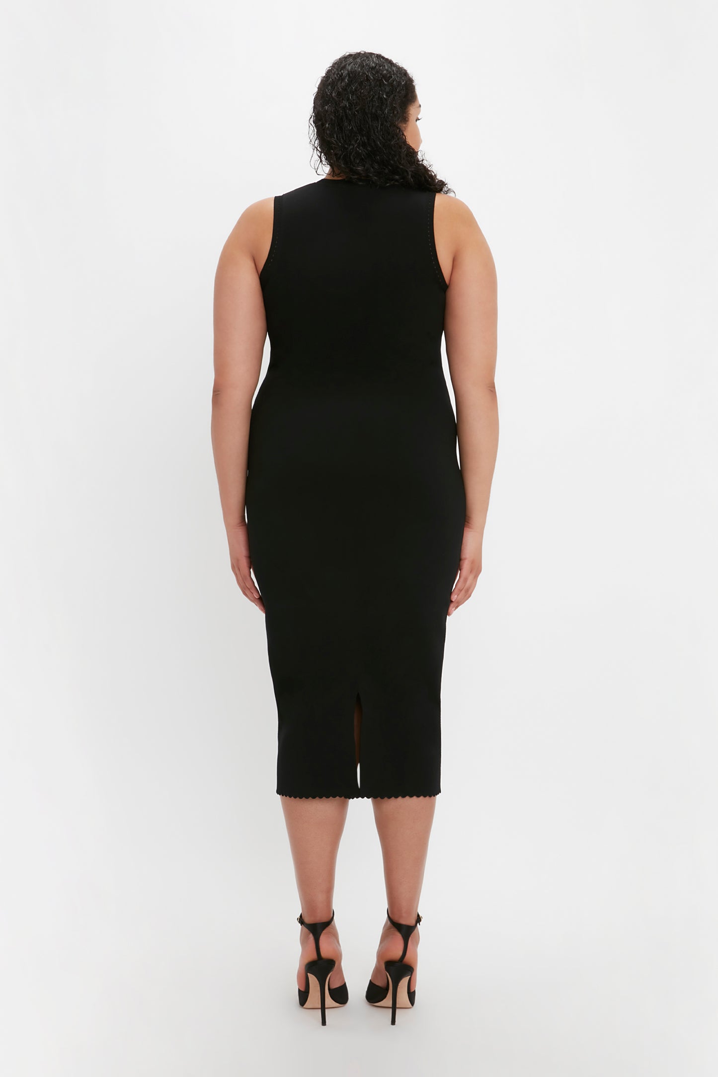VB Body Slash Front Midi Dress In Black