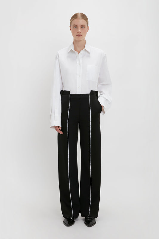 Cuff Detail Oversized Shirt In White