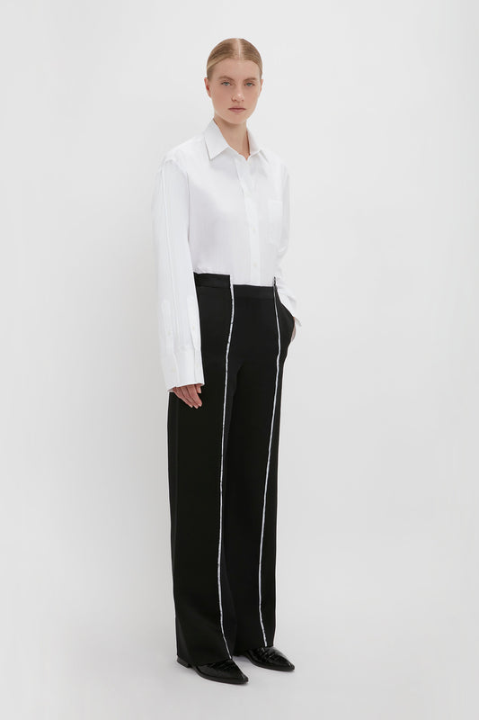 Cuff Detail Oversized Shirt In White