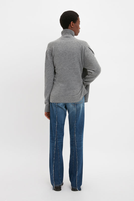 Double Layer Cardigan In Grey Melange