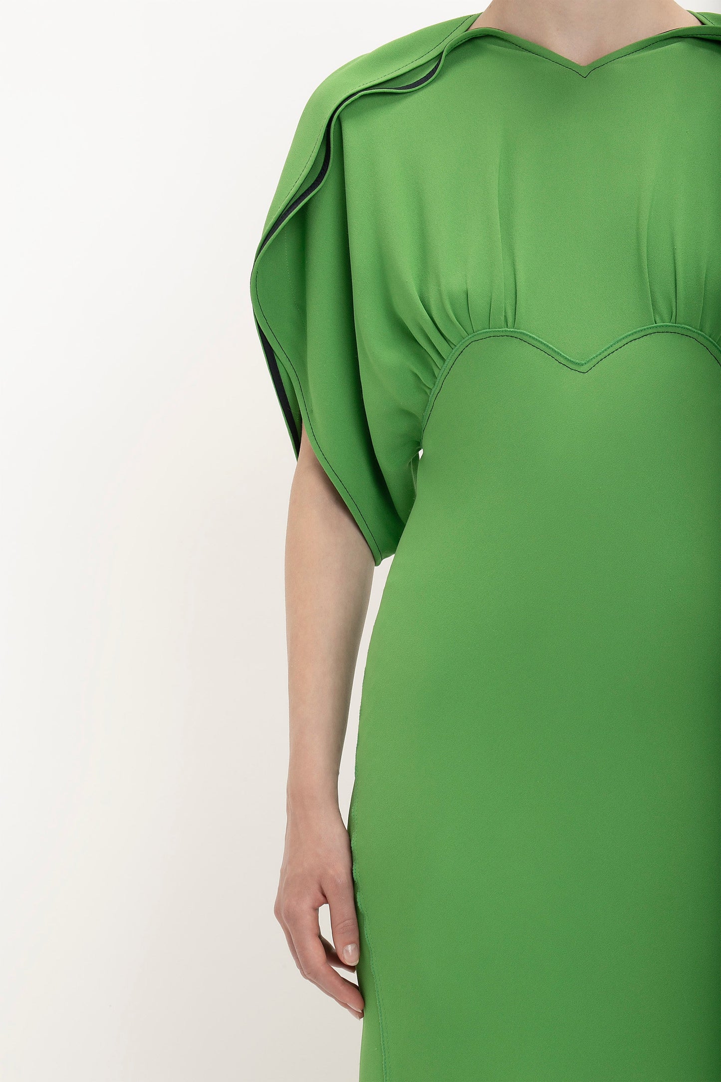 Drape Sleeve Midi Dress In Shamrock