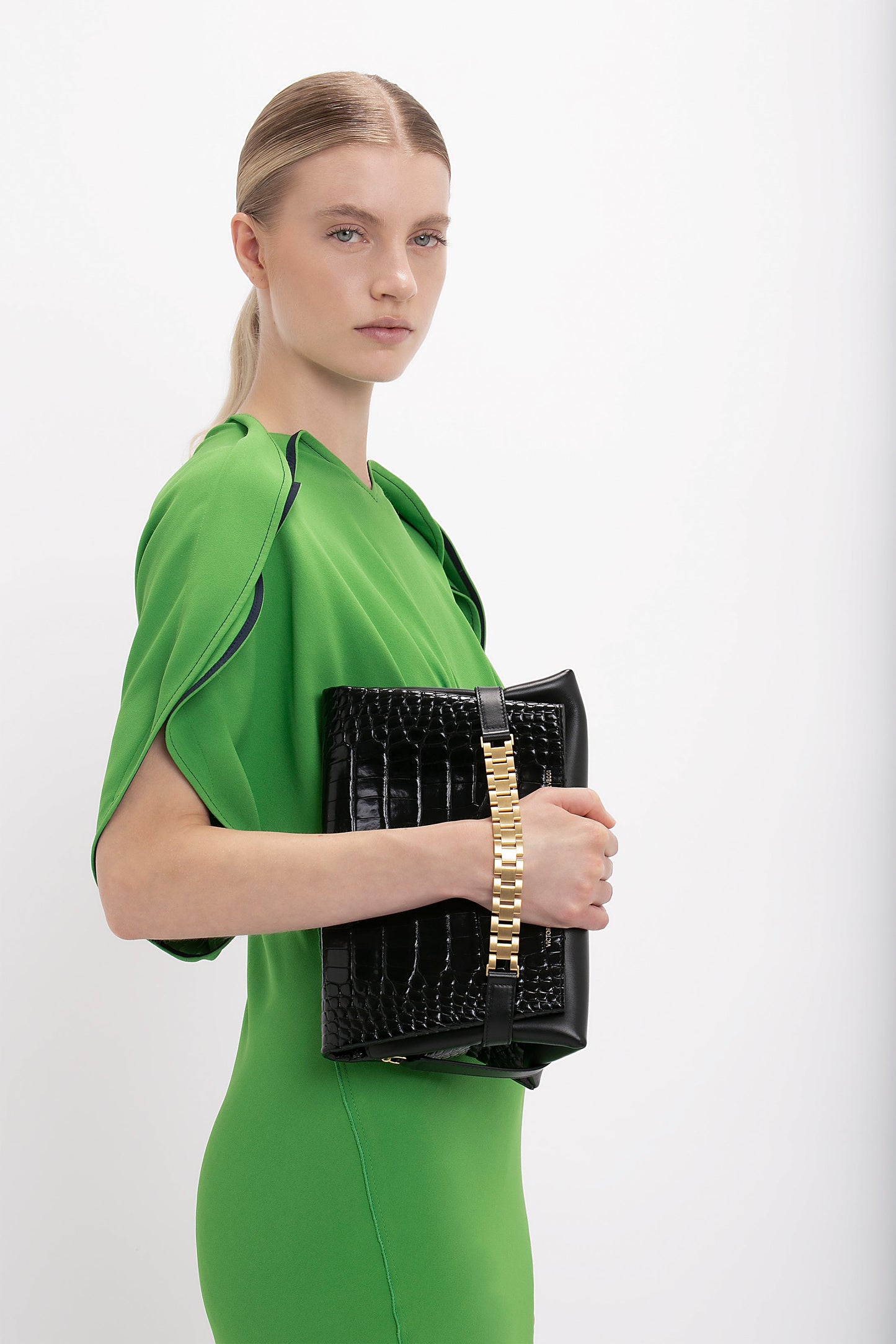 Drape Sleeve Midi Dress In Shamrock