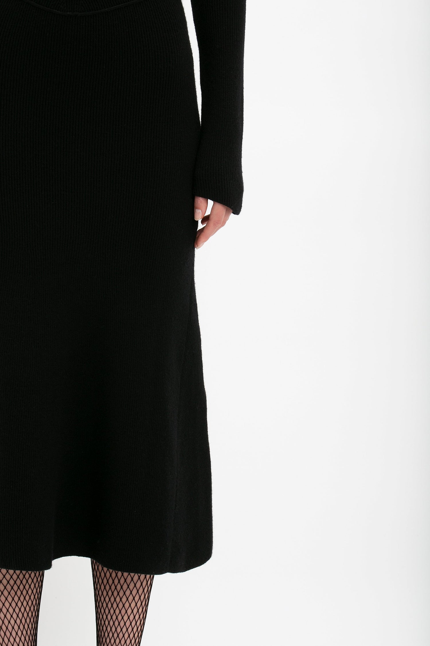 Knitted Circle Panel Dress In Black – Victoria Beckham US