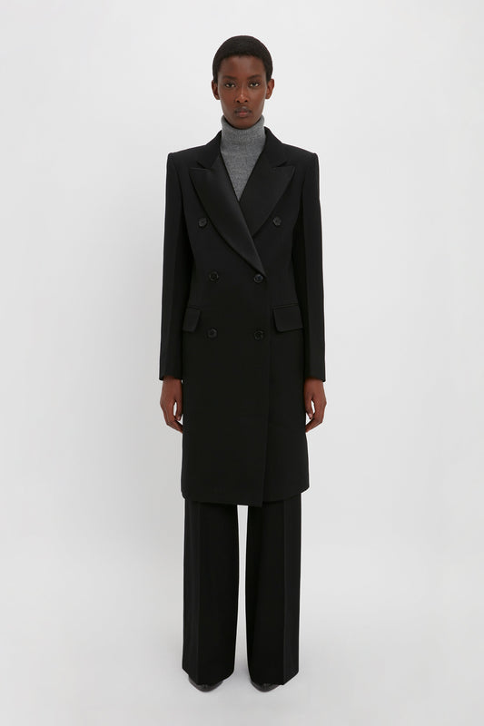 Longline Tailored Coat In Black