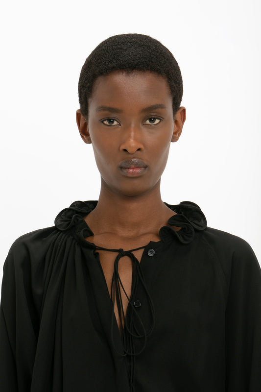 Ruched Detail Blouse In Black
