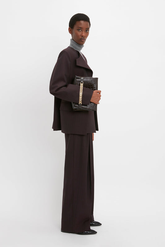 Wrap Front Jacket In Blackberry Azure