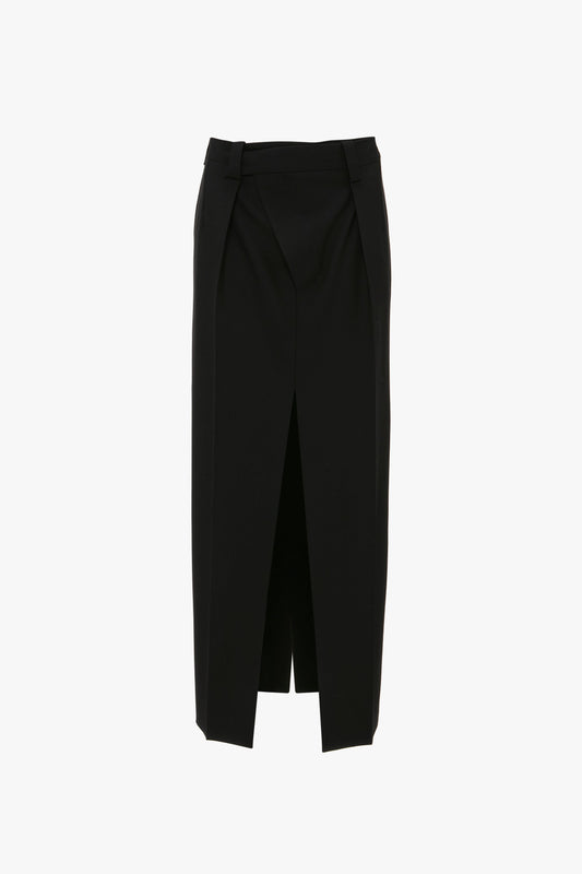 Wrap Front Tailored Skirt In Black