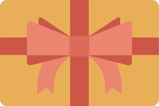 Illustration of a Victoria Beckham US Gift Card wrapped in yellow paper with a red ribbon and bow.