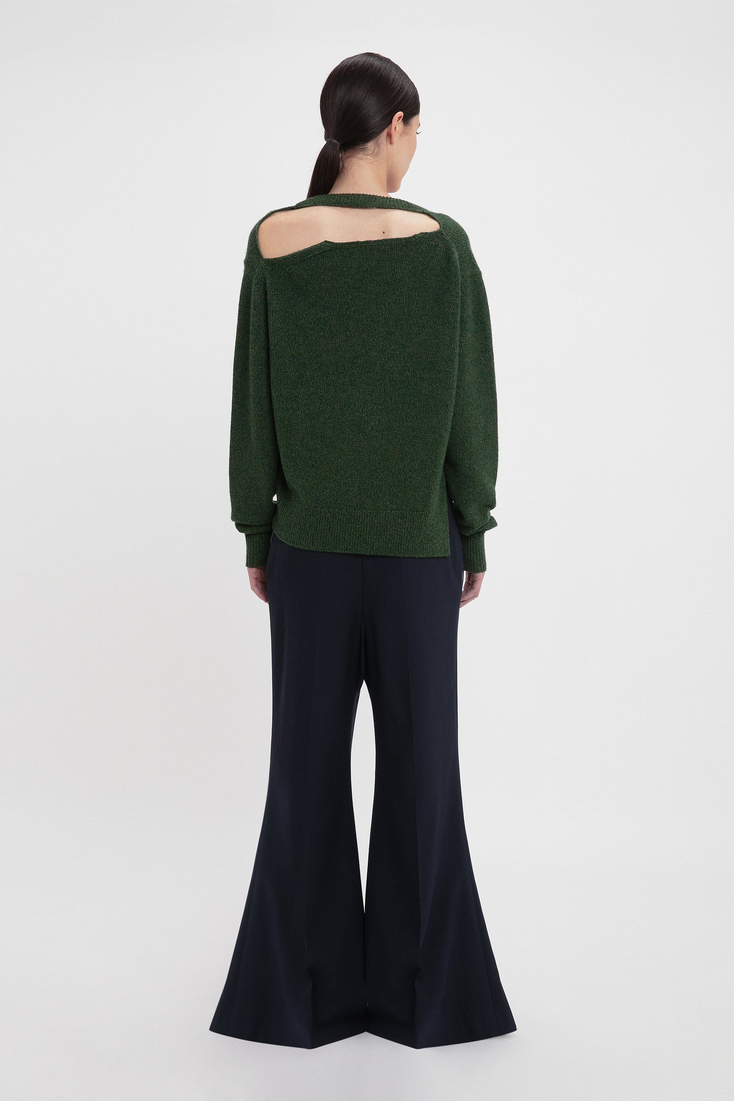 Convertible V-Neck Jumper In Spruce Green