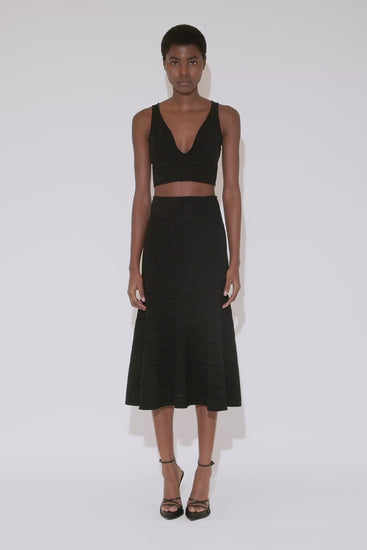 Fit And Flare Midi Skirt In Black – Victoria Beckham US