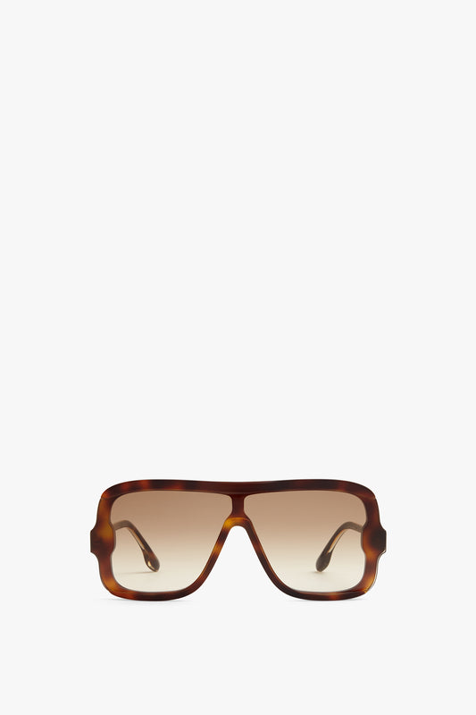 A pair of Layered Mask Sunglasses In Tortoise-Brown by Victoria Beckham on a plain white background.