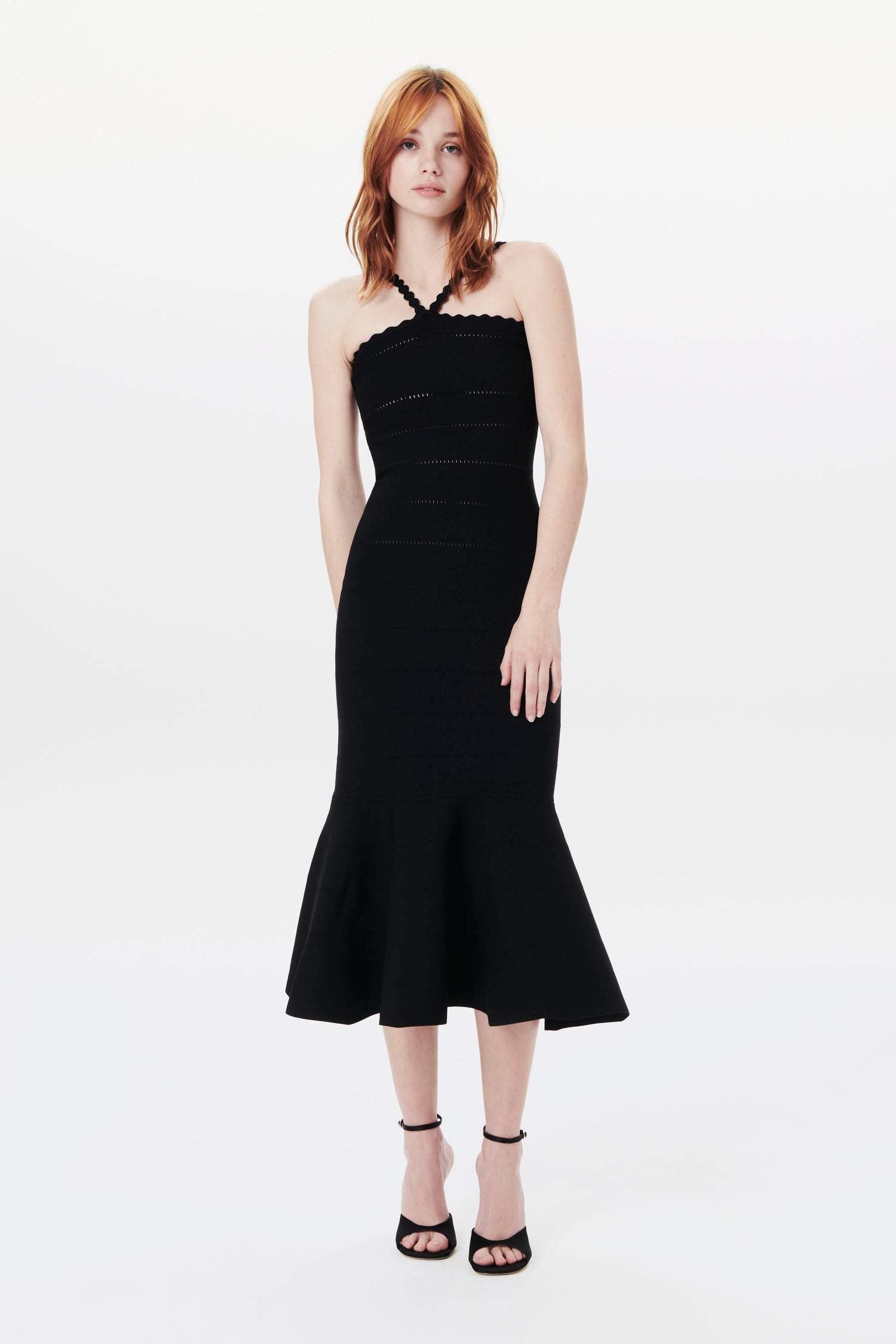 Catchall Victoria Black Feather Tassel Midi Dress, Black / S