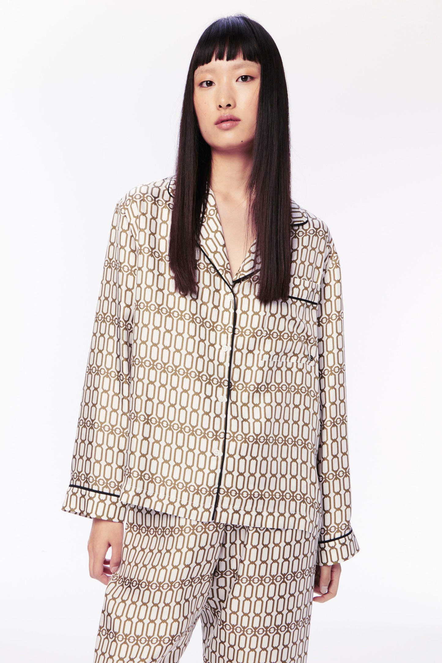 kast privaat toewijzing Chain Print Pyjama Set in Ivory – Victoria Beckham US