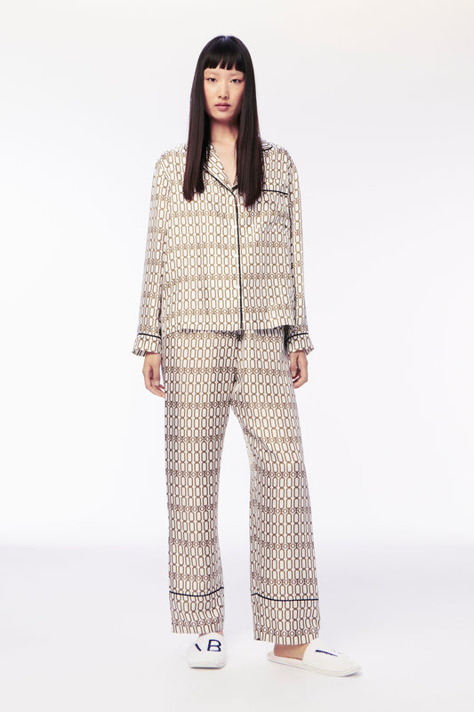 Chain Print Pyjama Set in Ivory
