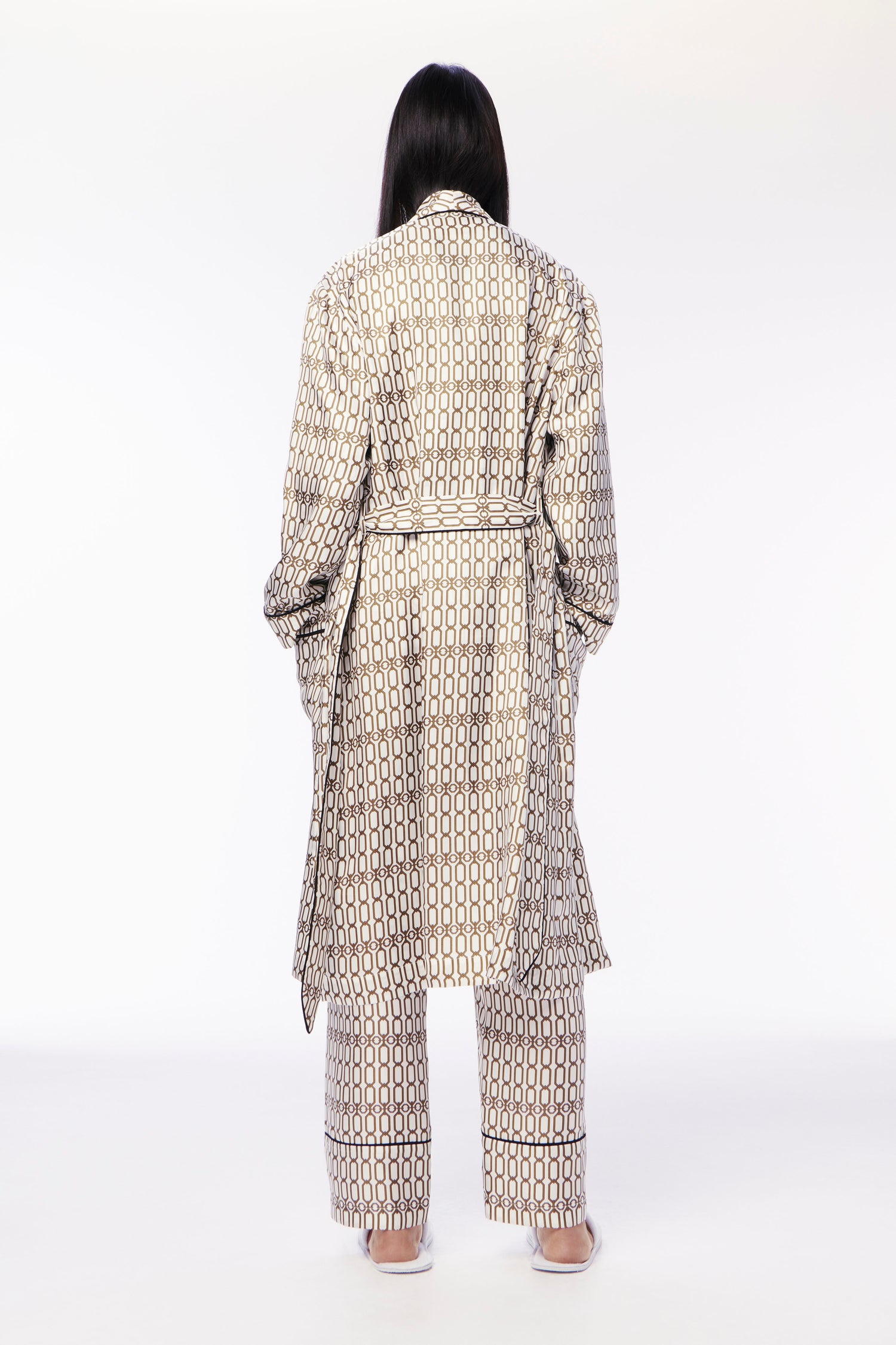 Victoria Beckham Chain Print Pyjama Set in Ivory L