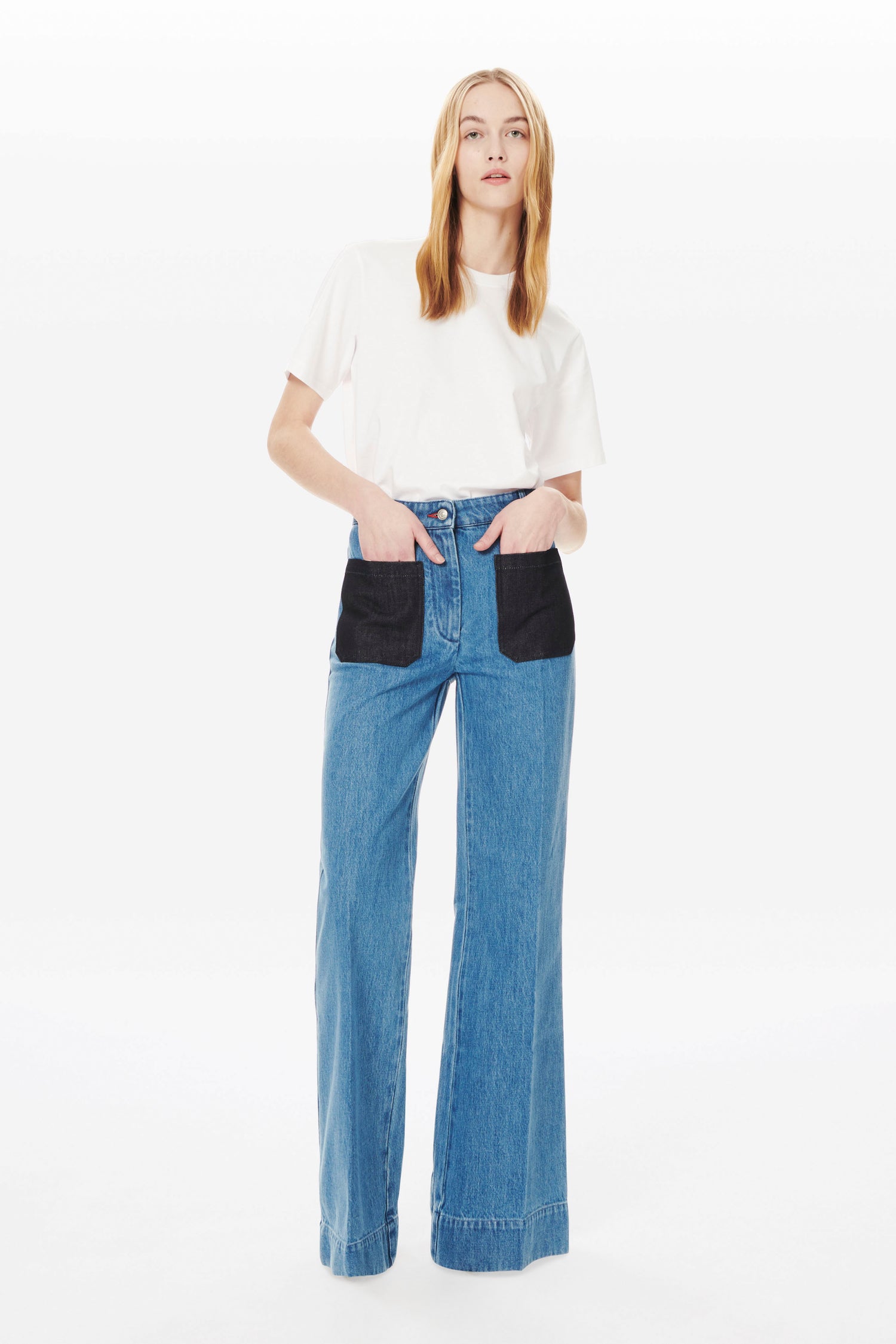 Alina High Waisted Patch Pocket Jean In 70s Wash
