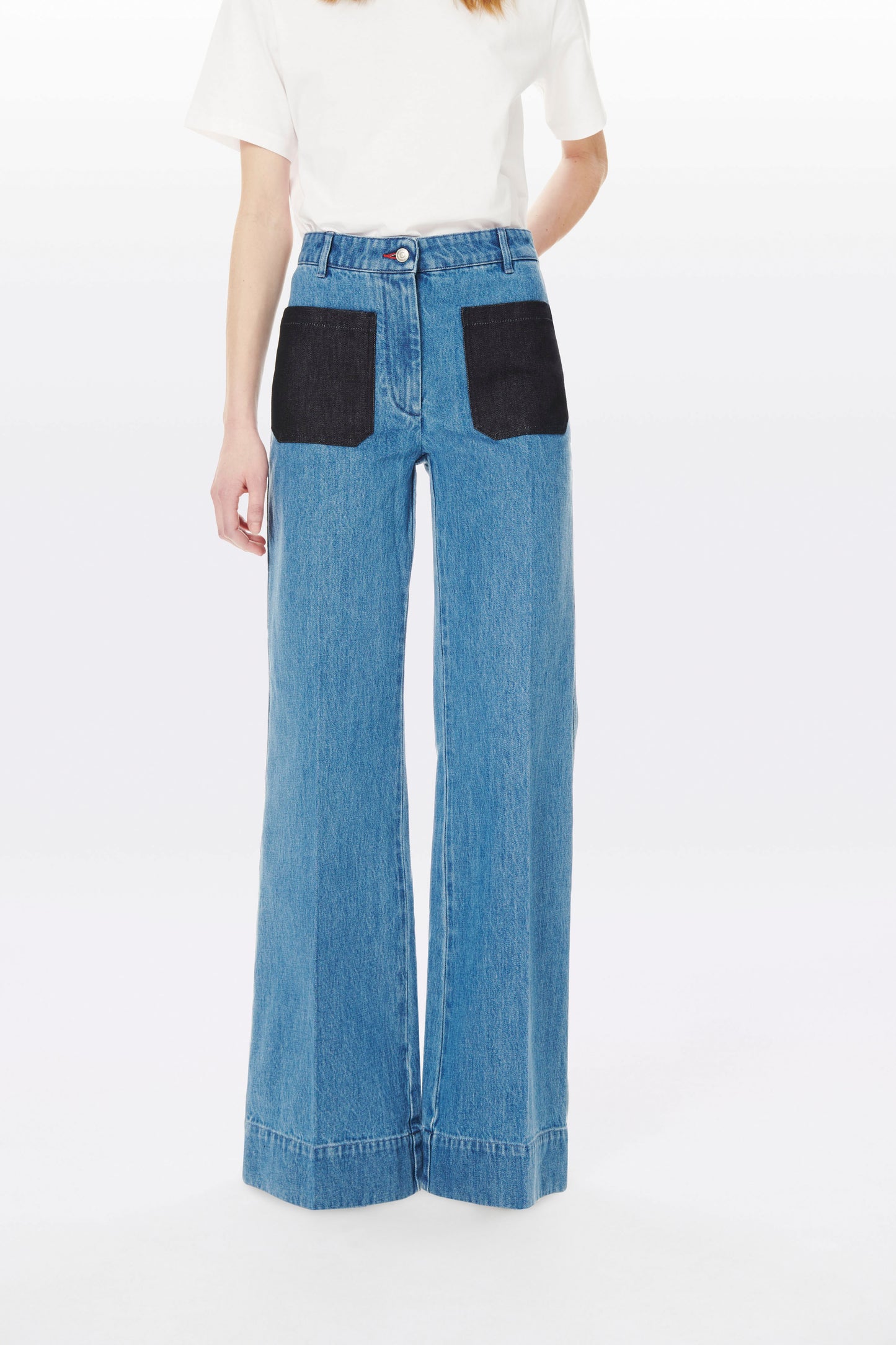 Alina High Waisted Patch Pocket Jean In 70s Wash
