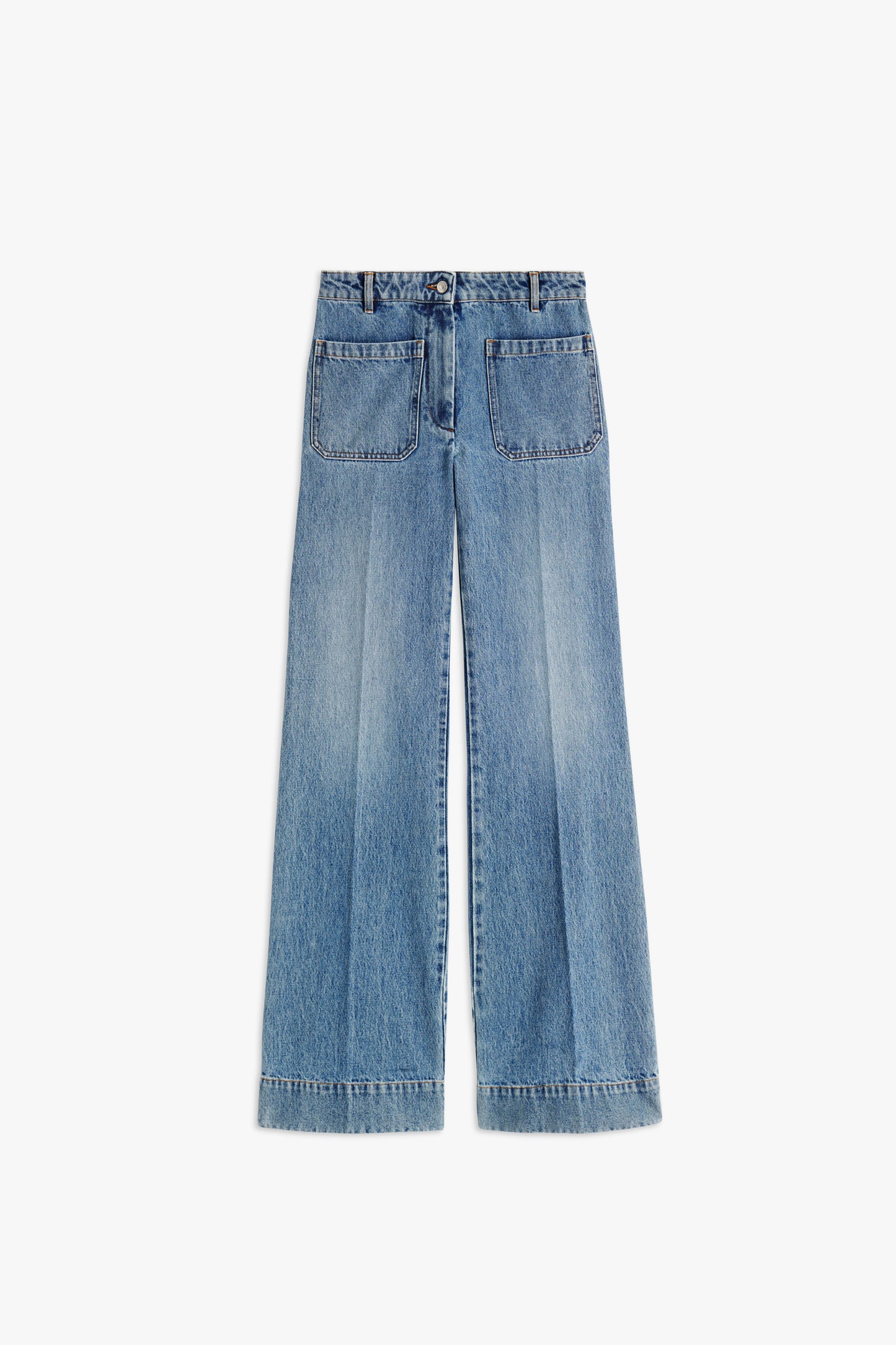 Alina High Waisted Patch Pocket Jean In Marble Wash