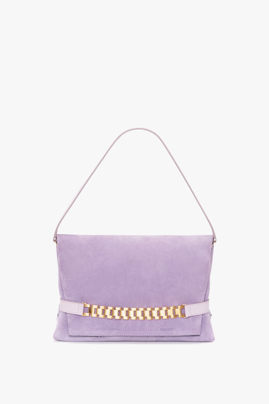 Chain Pouch with Strap in Lilac Suede by Victoria Beckham