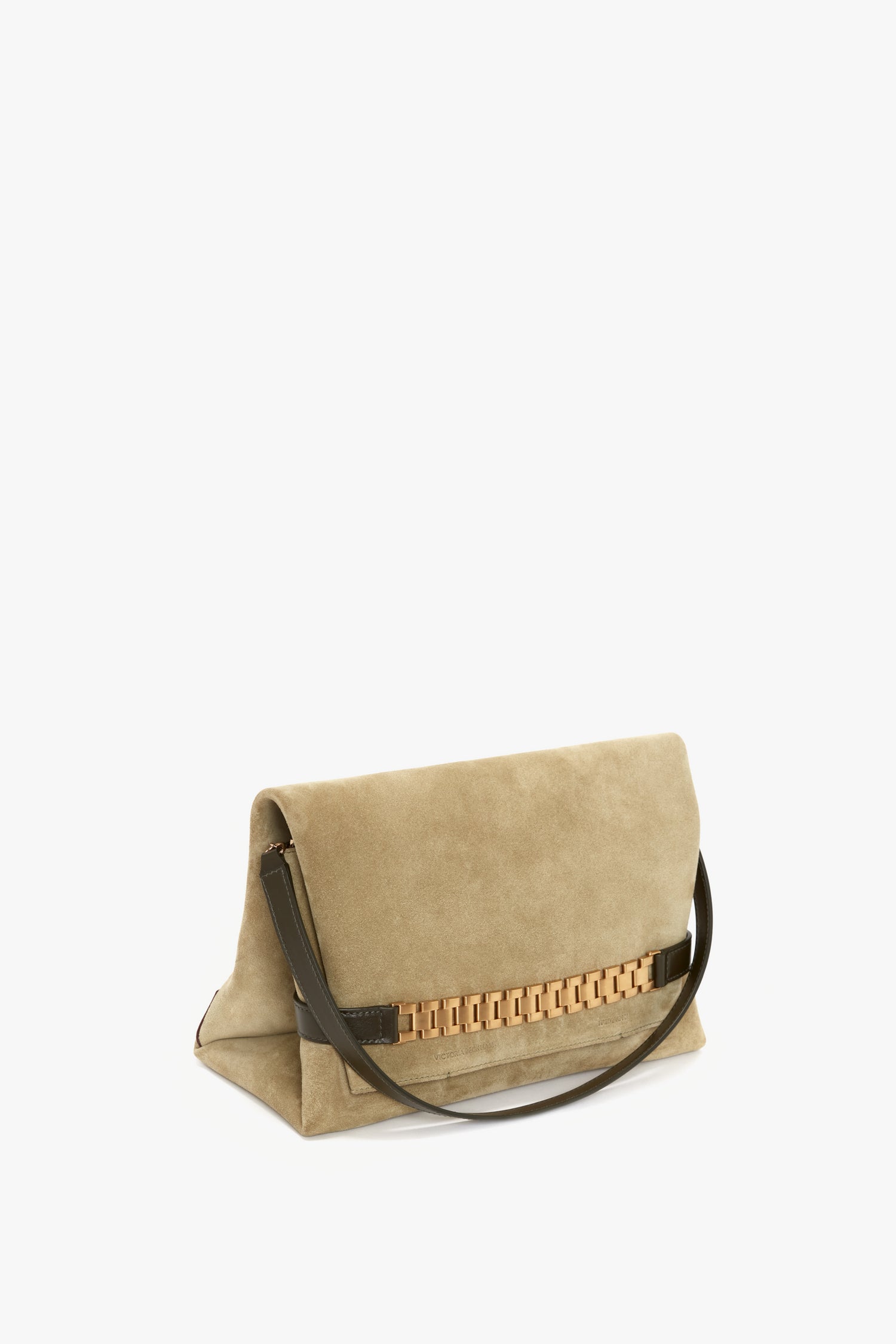 Victoria Beckham Chain Pouch With Strap Khaki Leather Shoulder Bag