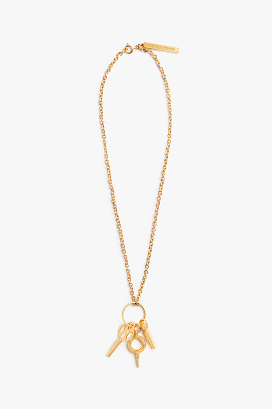 Key Charm Necklace In Gold