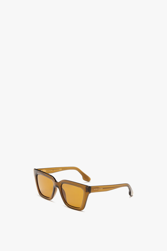 Crystal Frame Sunglasses In Khaki