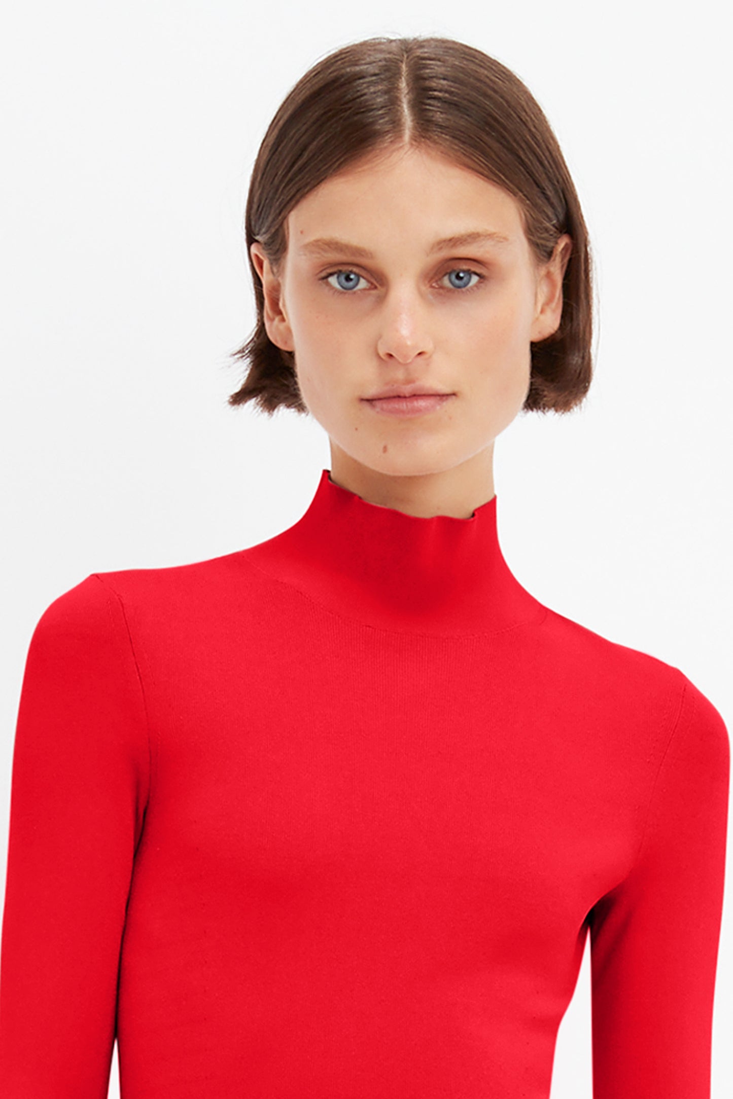 Polo Neck Knitted Gown In Red