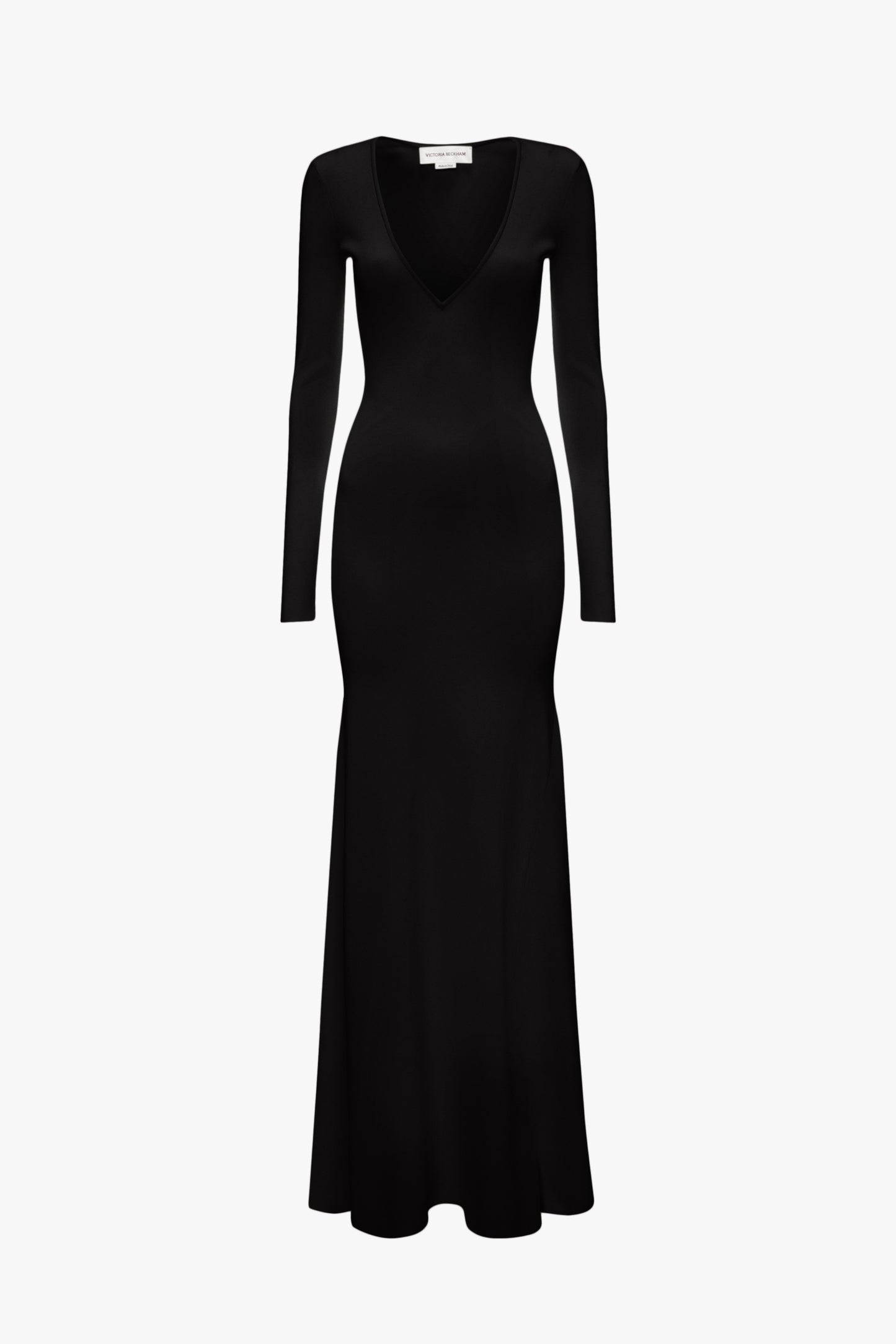 Deep V Knitted Gown In Black