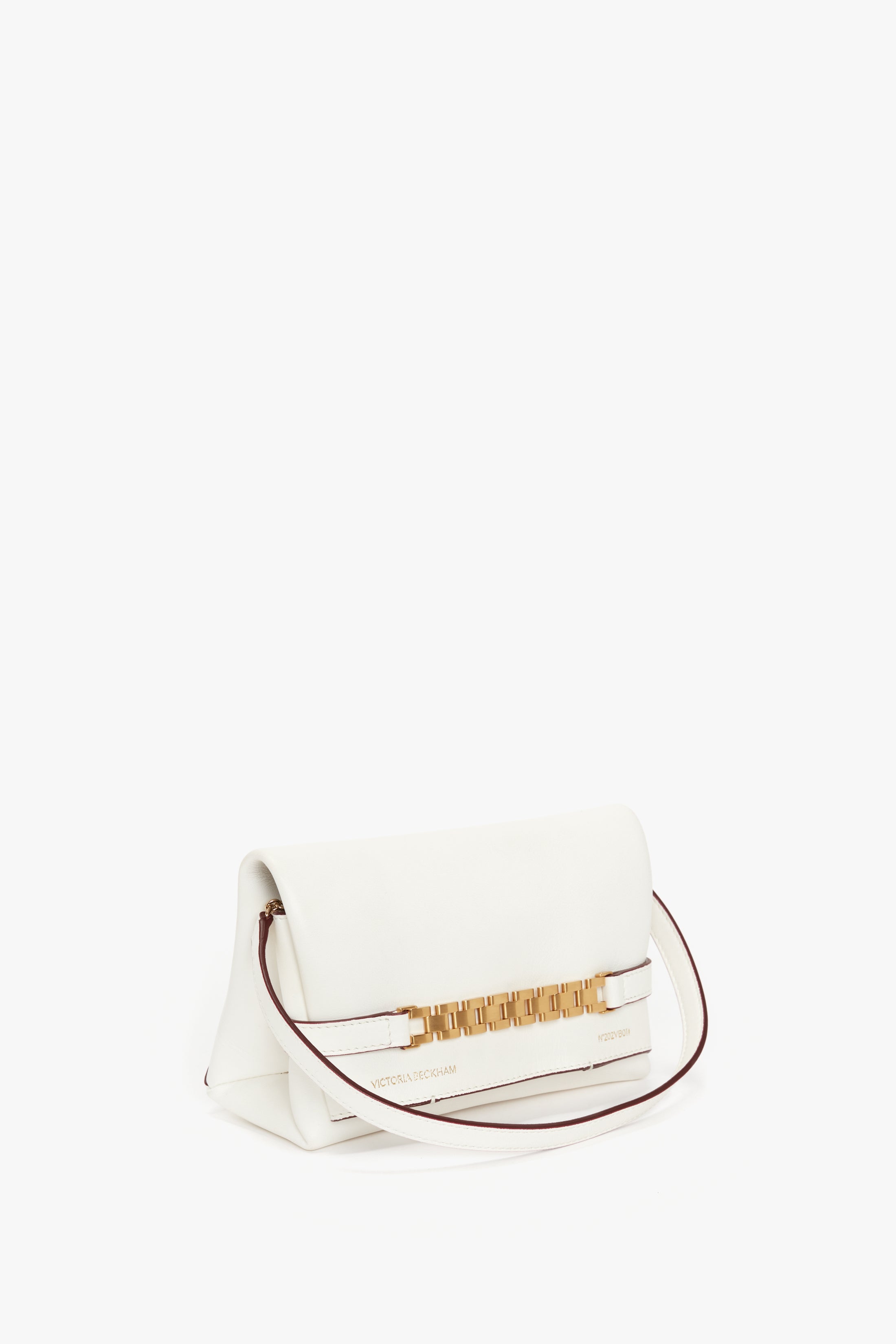 Mini Chain Leather Shoulder Bag in Orange - Victoria Beckham