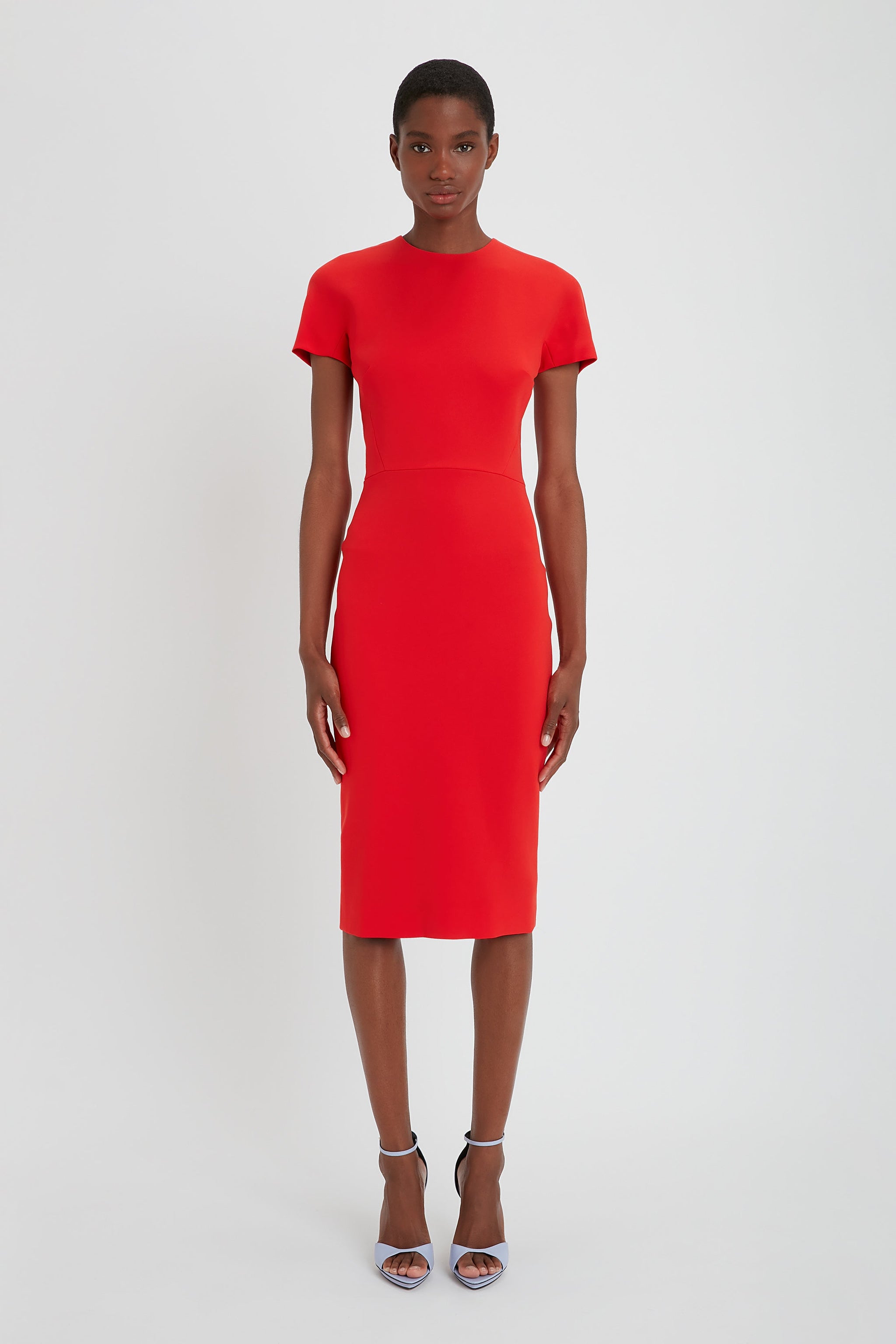 Fitted T-shirt Dress In Bright Red – Victoria Beckham US