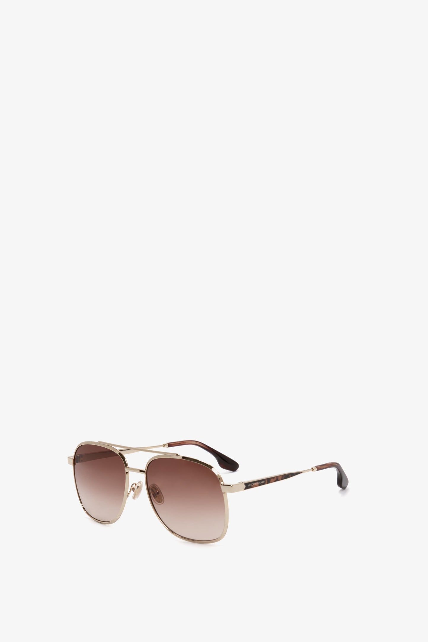 Double Bridge V Detail Sunglasses In Gold Brown