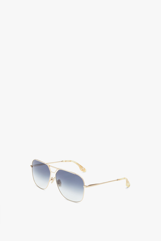 Classic V Metal Navigator Sunglasses In Gold Blue