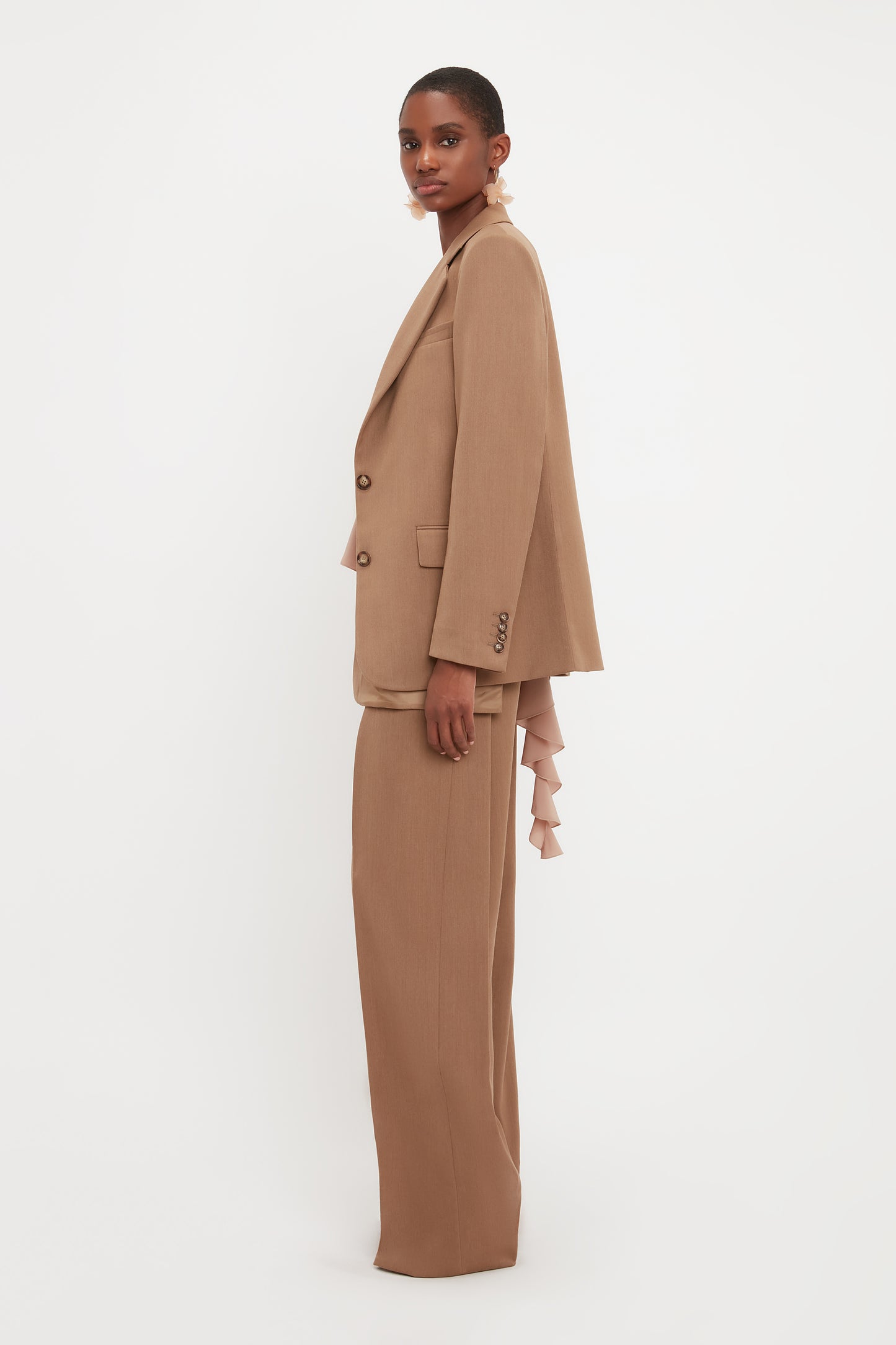 Asymmetric Double Layer Jacket In Fawn